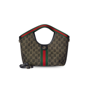 Gucci Giglio Small Tote Bag 9.8in/ 25cm Black And White GG Denim Gold Hardware For Women ‎860845 FAFYU 1155