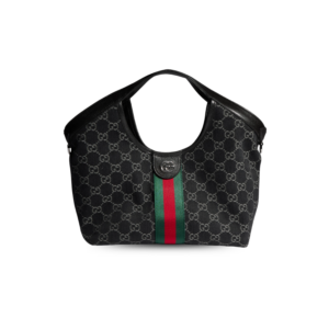 Gucci Giglio Small Tote Bag 9.8in/ 25cm Black Denim Palladium Hardware For Women 860845 FAF9N 1060