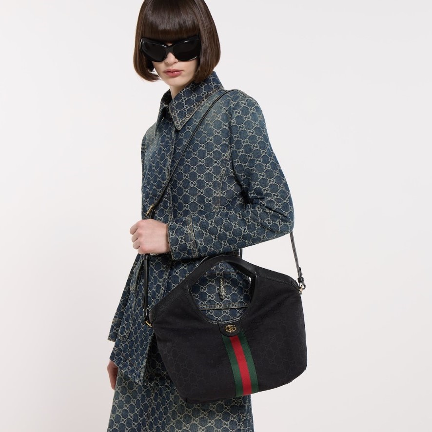 Gucci Giglio Small Tote Bag 9.8in/ 25cm Black Gold Hardware For Women 860845 FAFWA 1053