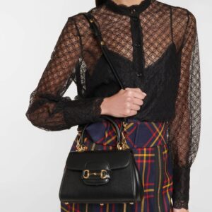 Alternative view of Gucci Horsebit 1955 Mini Shoulder Bag 8.6in/ 22cm Black Gold Hardware For Women 703848 AAA7G 1000