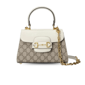 Gucci Horsebit 1955 Mini Shoulder Bag 8.6in/ 22cm White/ Beige Gold Hardware For Women
