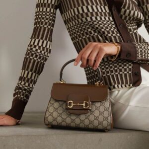 Alternative view of Gucci Horsebit 1955 Mini Shoulder Bag 8.6in/ 22cm Light Brown/ Beige Gold Hardware For Women GG 703848 9AAAJ 8563