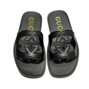 Gucci Interlocking-G Cut-Out Slide Sandal Black For Men