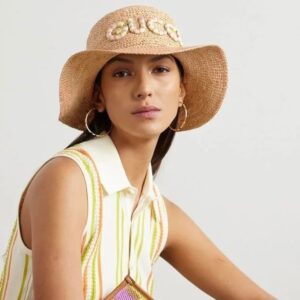 Alternative view of Gucci Logo Bucket Hat Beige Straw For Women