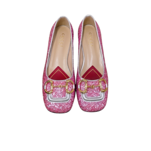 Gucci Lovelight Crystal Ballet Flats With Horsebit Silver For Women GG