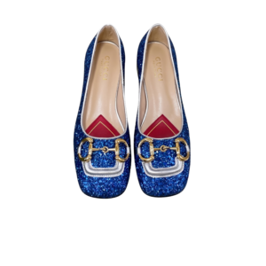Gucci Lovelight Crystal Ballet Flats With Horsebit Blue For Women GG