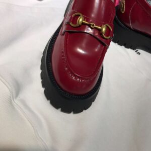 Alternative view of Gucci Lug Sole Horsebit Accent Loafers Burgundy For Women
