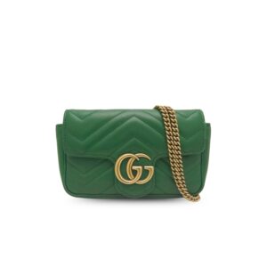Gucci Marmont Matelassé Super Mini Bag Green Matelassé Chevron For Women 6.2in/16.5cm GG