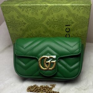 Alternative view of Gucci Marmont Matelassé Super Mini Bag Green Matelassé Chevron For Women 6.2in/16.5cm GG