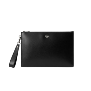 Gucci Marmont Pouch 12in/30.5cm Black Silver Toned Hardware For Men GG 475317 DJ20T 1000