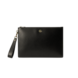 Gucci Marmont Pouch 12in/30.5cm Black Gold Toned Hardware For Men GG 475317 DJ20T 1000