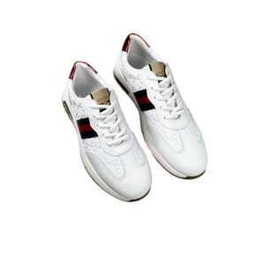 Gucci Men's GG Embossed Sneakers With Web Ketion White For Men - Size 42 EU - 8.5 US - 26 Cm - 10.2 In