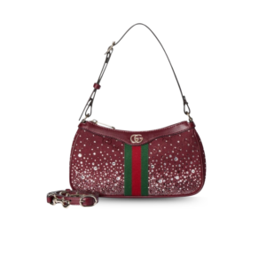 Gucci Ophidia Crystals Shoulder Bag 10.2in/ 26cm Marron Gold Hardware For Women 841341 FAFFA 8541