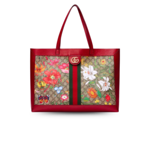 Gucci Ophidia Flora Tote Bag 17.5in/ 44cm Red Gold Hardware For Women