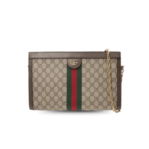 Gucci Ophidia Medium Shoulder Bag 13in/ 32.5cm Beige Ebony GG Supreme Canvas Gold Hardware For Women 503876 K05NG 8745