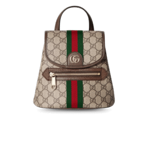 Gucci Ophidia Mini Backpack 7.9in/ 20cm Beige/ Dark Brown Gold Hardware For Women