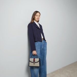 Alternative view of Gucci Ophidia Small Top Handle Bag 10in/ 25cm Beige Supreme Canvas Silver Hardware For Women 651055 96IWN 4076