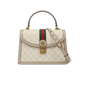 Gucci Ophidia Small Top Handle Bag 9.8in/ 25cm Beige/ White Gold Hardware For Women 651055 UULAG 9682