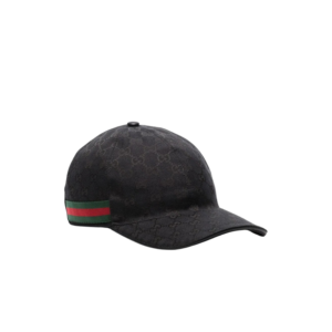 Gucci Original GG Canvas Baseball Hat With Web Black GG Hat