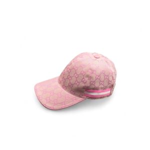 Gucci Original GG Canvas Baseball Hat With Web Pink GG Hat