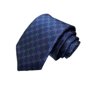 Gucci Pattern Silk Tie Navy Blue For Men