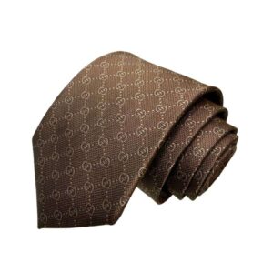 Gucci Pattern Silk Tie Brown For Men