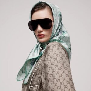 Alternative view of Gucci Printed GG Twill Carre Scarf Green For Women 777066 3G001 3967