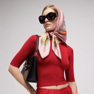 Alternative view of Gucci Printed GG Twill Carre Scarf Pink For Women 777066 3G001 5967