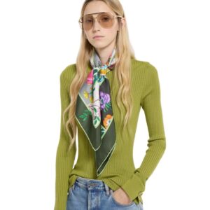 Alternative view of Gucci Printed Silk Twill Carre Scarf Green For Women 850107 3G001 3367