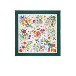Gucci Printed Silk Twill Carre Scarf Green For Women ‎821061 3G001 9066