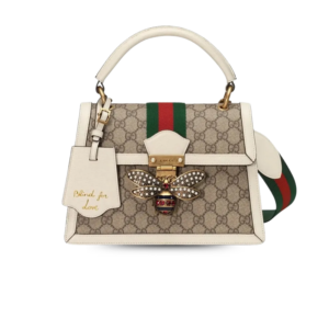 Gucci Queen Margaret GG Small Top Handle Bag 10in/ 26cm Beige And Ebony GG Supreme Canvas For Women GG 476541