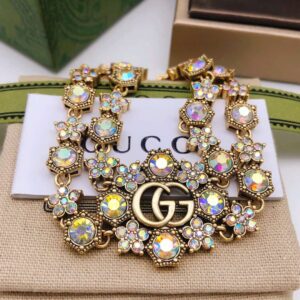 Alternative view of Gucci Rhinestone Flower Bracelet Gold For Women