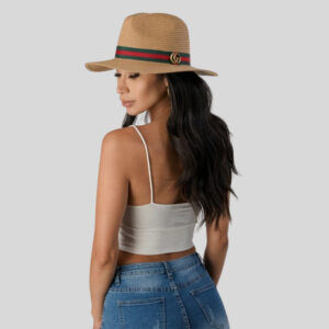 Alternative view of Gucci Ribbon Band Straw Fedora Hat Beige Straw For Women