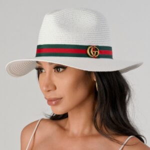 Alternative view of Gucci Ribbon Band Straw Fedora Hat White Straw For Women