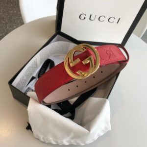 Gucci Signature Belt Red/Cream GG, Women Belt 370543