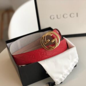 Alternative view of Gucci Signature Belt Red/Cream GG, Women Belt 370543