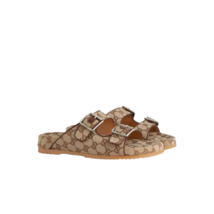 Gucci Women's Slide Sandals With Straps Beige And Ebony For Women 658020 2HK60 9791