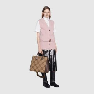 Alternative view of Gucci Tote Bag With Jumbo Camel And Ebony Jumbo GG Canvas For Women 14.6in/37cm ‎678839 UKMDG 2570