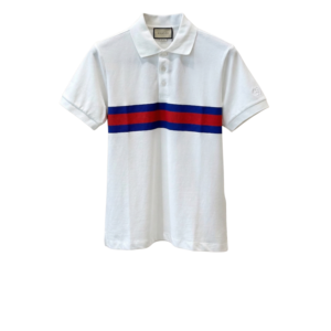 Gucci Web Stripe Pique Polo Shirt White For Men