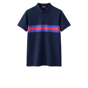 Gucci Web Stripe Pique Polo Shirt Navy Blue For Men