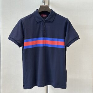 Alternative view of Gucci Web Stripe Pique Polo Shirt Navy Blue For Men