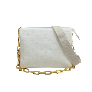 Louis Vuitton Coussin PM Shoulder Bag 10.2in/ 26cm Monogram-Embossed Cream Gold Hardware For Women M57793