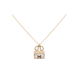 Hermes Amulettes Constance Necklace Gold Tone For Women