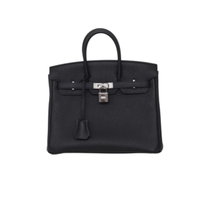 Hermes Birkin 25 Top Handle Bag 9.8in/ 25cm Noir Togo Silver Hardware For Women