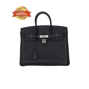Hermes Birkin 25 Top Handle Bag 9.8in/ 25cm Noir Togo Silver Hardware For Women