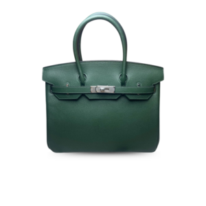 Hermes Birkin 30 Top Handle Bag 11.8in/ 30cm Togo Dark Green Silver Hardware For Women