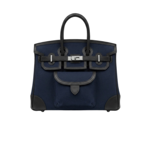 Hermes Birkin Cargo 25 Top Handle Bag 9.8in/ 25cm Dark Blue Silver Hardware For Women