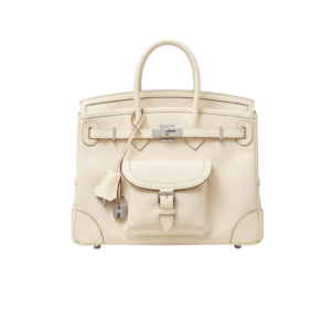 Hermes Birkin Cargo 25 Top Handle Bag 9.8in/ 25cm White Silver Hardware For Women