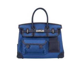 Hermes Birkin Cargo 35 Top Handle Bag 13.8in/ 35cm Blue Silver Hardware For Women