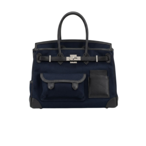 Hermes Birkin Cargo 35 Top Handle Bag 13.8in/ 35cm Navy Blue Silver Hardware For Women